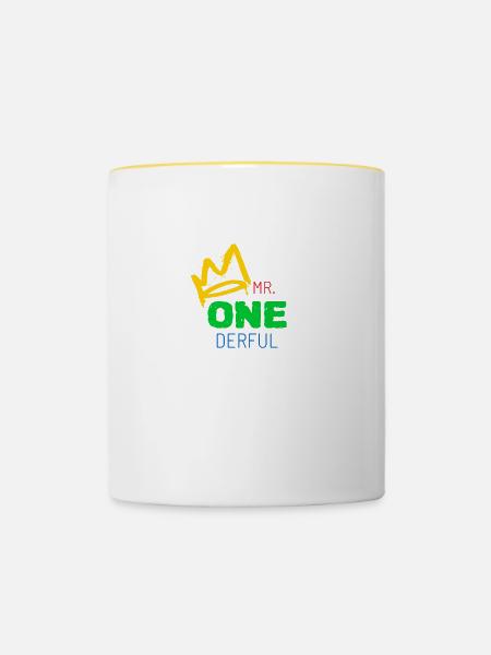 Erster Geburtstag Junge - Tasse zweifarbig - Weiß/Gelb