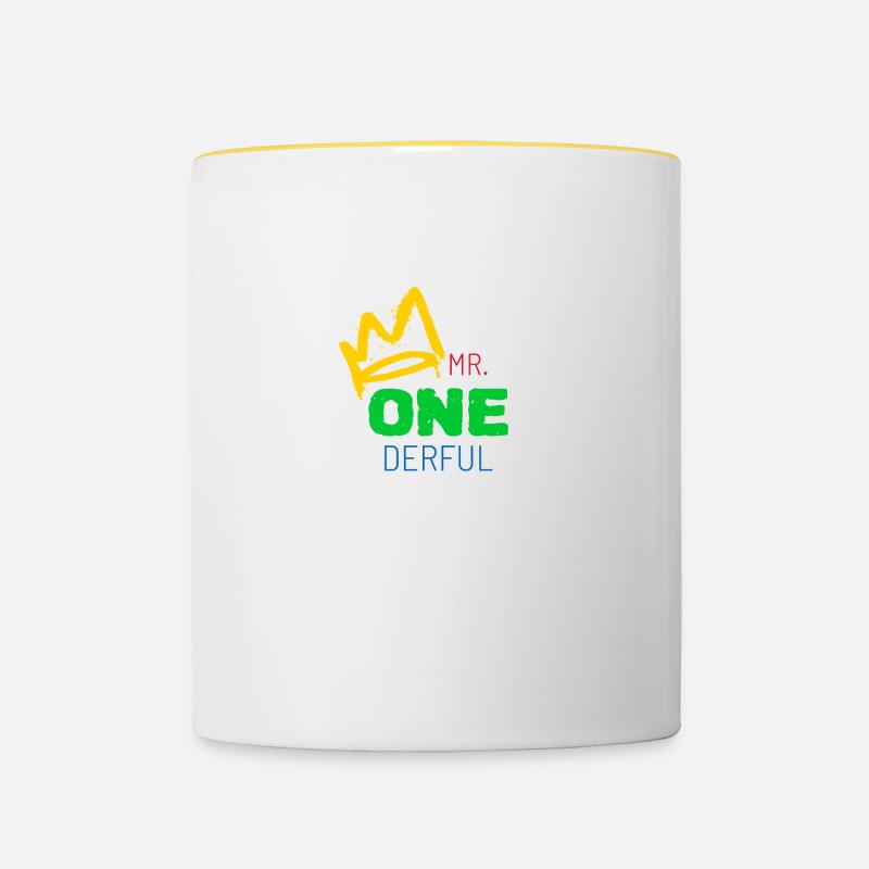 Erster Geburtstag Junge - Tasse zweifarbig - Weiß/Gelb