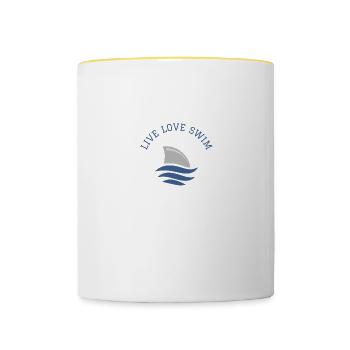 Swimming Saying Funny Live Love Swim - Contrasting Mug - white/yellow - Front