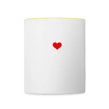 Nager en disant drôle J’aime le dos - Mug contrasté - blanc/jaune - Devant
