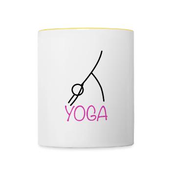 Yoga Stellung - Tasse zweifarbig - Weiß/Gelb - Vorne