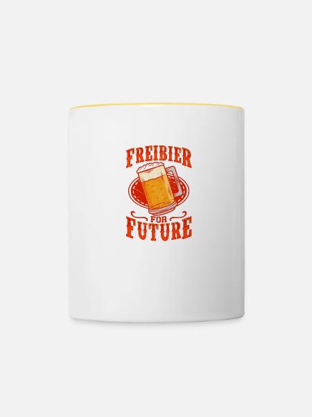 Biertrinker Freibier For Future - Tasse zweifarbig - Weiß/Gelb