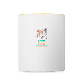 Emma First Name Name Gift Sweet Unicorn - Contrasting Mug - white/yellow - Front