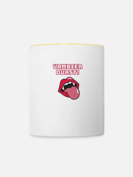 vambier,durst,vambier durst,vampir,helloween,bier - Tasse zweifarbig - Weiß/Gelb
