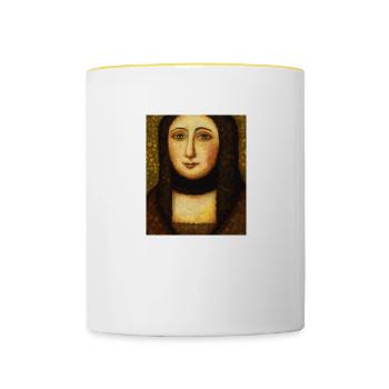 Portrait of a woman Gustav Klimt style - Contrasting Mug - white/yellow - Front