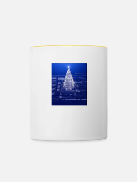 Weihnachten Weihnachtsbaum Schematic Blaupause - Tasse zweifarbig - Weiß/Gelb