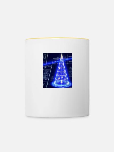 Weihnachten Weihnachtsbaum Schematic Blaupause - Tasse zweifarbig - Weiß/Gelb