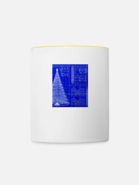 Weihnachten Weihnachtsbaum Schematic Blaupause - Tasse zweifarbig - Weiß/Gelb
