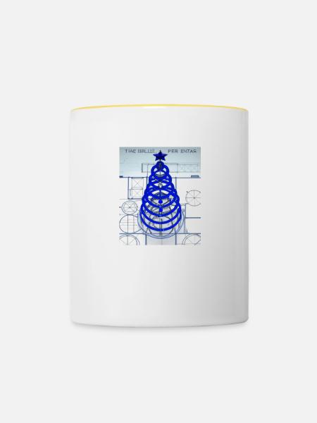 Weihnachten Weihnachtsbaum Schematic Blaupause - Tasse zweifarbig - Weiß/Gelb