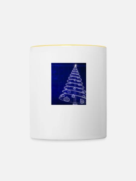 Weihnachten Weihnachtsbaum Schematic Blaupause - Tasse zweifarbig - Weiß/Gelb