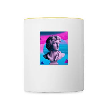 Vaporwave Statue Römische Büste - Tasse zweifarbig - Weiß/Gelb - Vorne