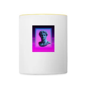 Vaporwave Statue Römische Büste - Tasse zweifarbig - Weiß/Gelb - Vorne