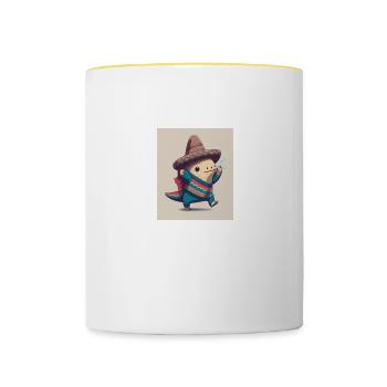 Poisson Mexicain Marche Kawaii Dabbing Mexicain - Mug contrasté - blanc/jaune - Devant