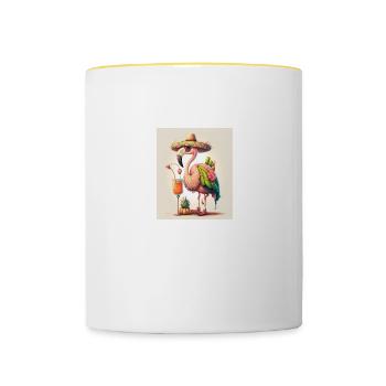 Flamingo Playing Musical Instruments Mexican - Contrasting Mug - white/yellow - Front