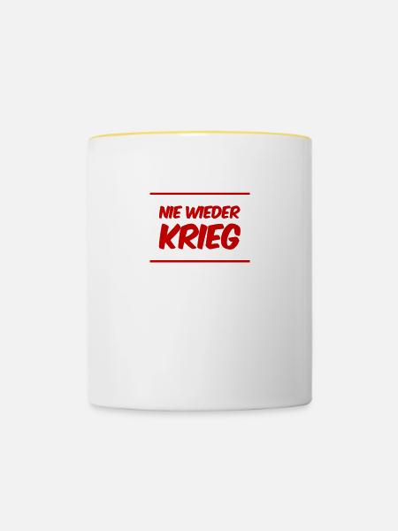 ich will Frieden - Tasse zweifarbig - Weiß/Gelb