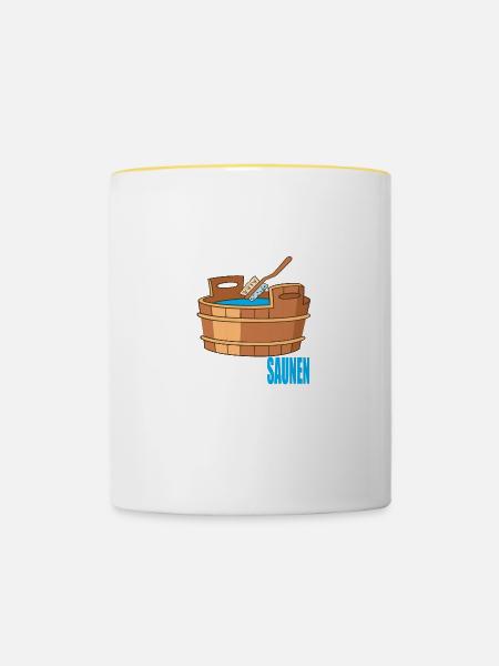 Absolutes abschalt Programm entspricht Saunen - Tasse zweifarbig - Weiß/Gelb