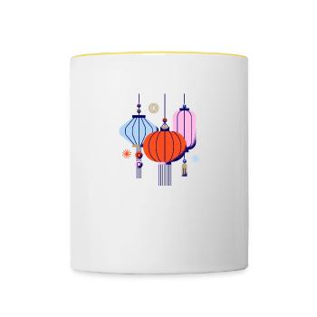 Chinese, Asian, China, Japanese, Japan, Cute - Contrasting Mug - white/yellow - Front