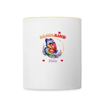 Schoolchild Mila - Contrasting Mug - white/yellow - Front