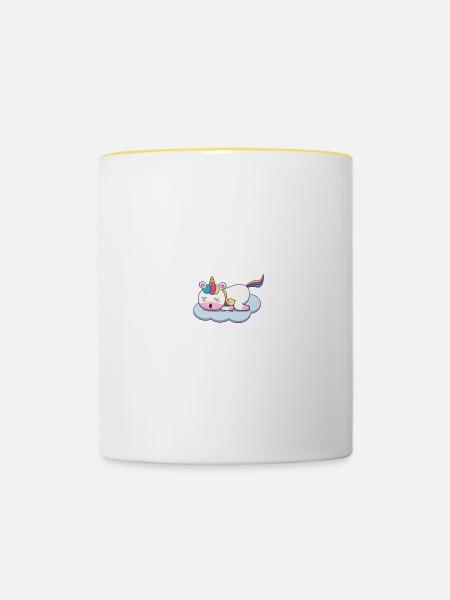 baccalauréat 2024 cadeau félicitation bac licorne - Mug contrasté - blanc/jaune