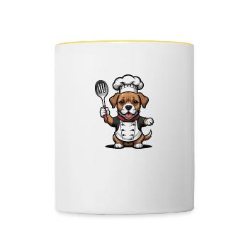 Dog Chef Dog Friends Gift Cooking BBQ - Contrasting Mug - white/yellow - Front