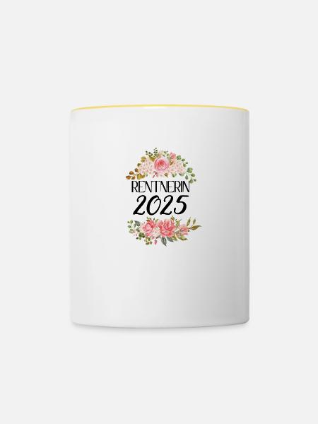 rentnerin 2025 - Tasse zweifarbig - Weiß/Gelb