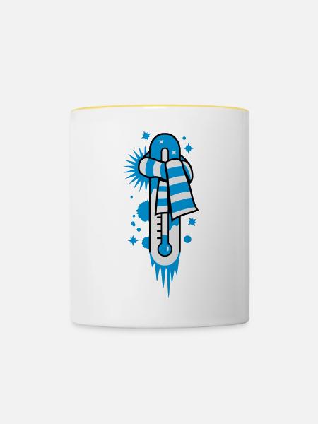 Thermometer Gefrierpunkt - Tasse zweifarbig - Weiß/Gelb