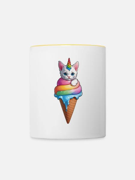 Unicorn Kitten - Tasse zweifarbig - Weiß/Gelb