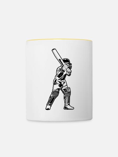 Kricketspieler Sketch - Tasse zweifarbig - Weiß/Gelb