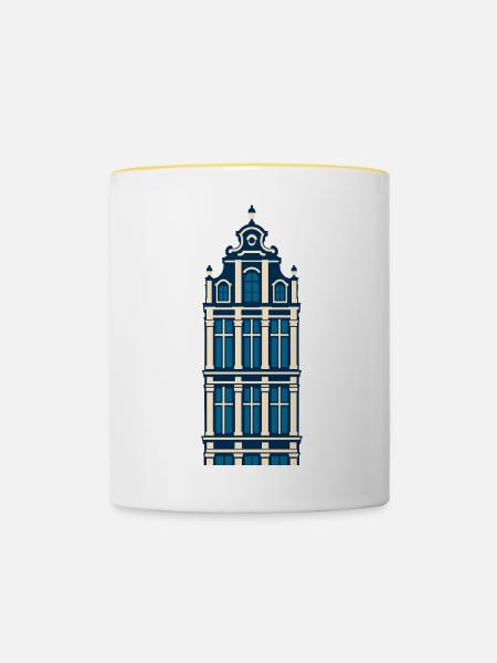 Grande Place I - Tasse zweifarbig - Weiß/Gelb
