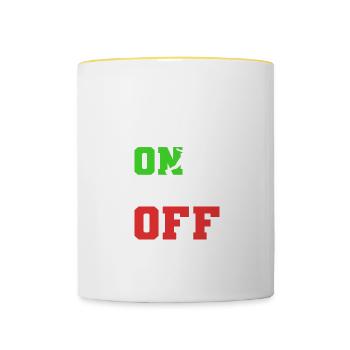 Goodbye World Swordsman Gift - Contrasting Mug - white/yellow - Front