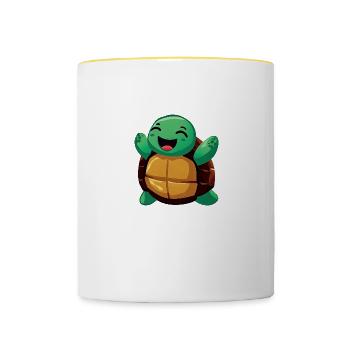 Schildkröte Reptil Terrarium - Tasse zweifarbig - Weiß/Gelb - Vorne