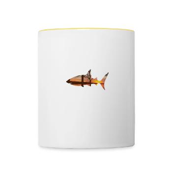 Lake Gaston No Salt No Sharks No Worries - Tasse zweifarbig - Weiß/Gelb - Vorne