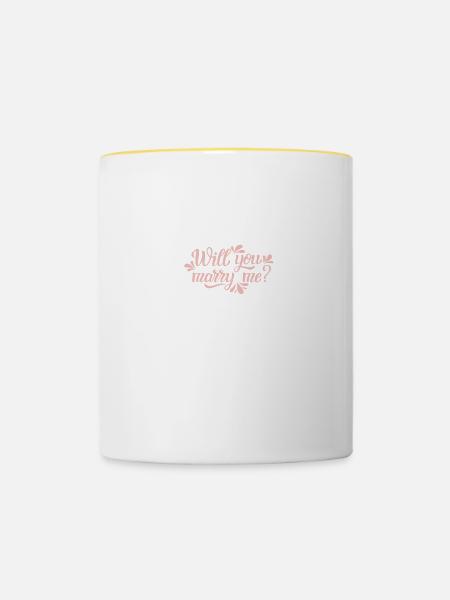 Willst du mich heiraten? Heiratsantrag Ideen - Tvåfärgad mugg - vit/gul