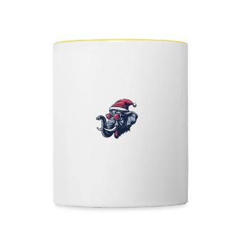 Elephant Mammoth Christmas Funny - Contrasting Mug - white/yellow - Front