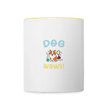 Dogtrainers Turning Woofs Into Wows für einen - Tasse zweifarbig - Weiß/Gelb - Vorne