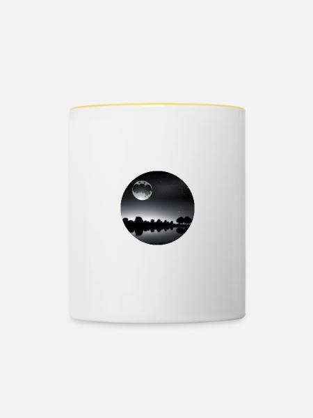 Mond - Tasse zweifarbig - Weiß/Gelb