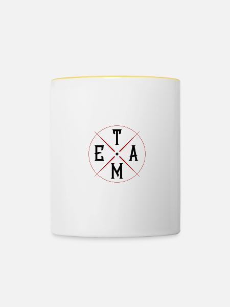 Team Kreis - Tasse zweifarbig - Weiß/Gelb