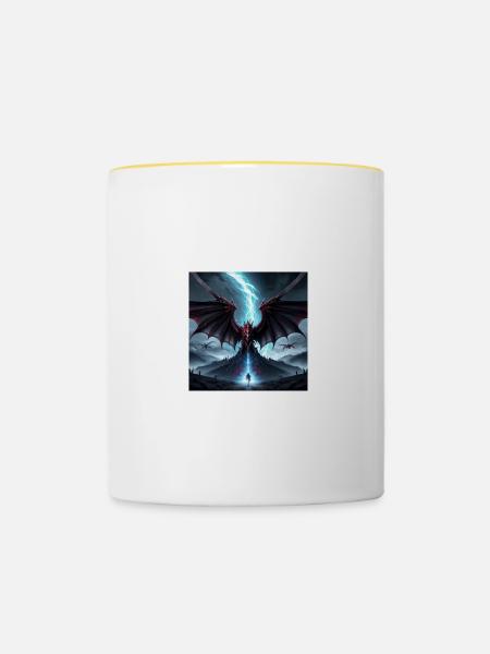 Drachensturm über Mondkuppe - Tasse zweifarbig - Weiß/Gelb