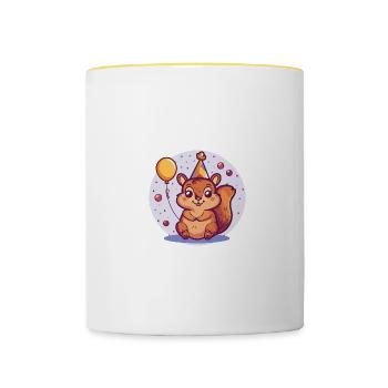 Squirrel Birthday Baby - Contrasting Mug - white/yellow - Front