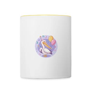 Pelican Bird Birthday Baby - Contrasting Mug - white/yellow - Front