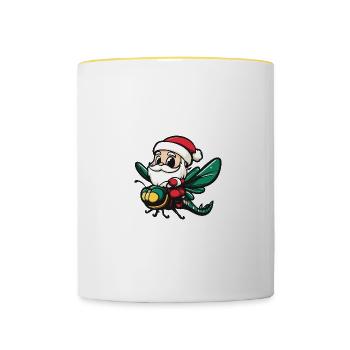 Libelle Weihnachtsmann - Tasse zweifarbig - Weiß/Gelb - Vorne