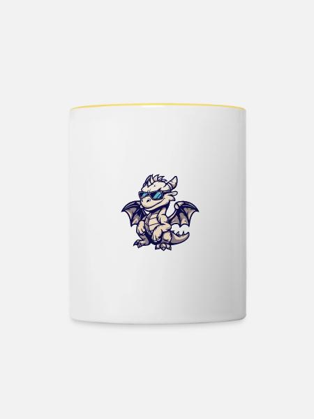 Drache Tier - Tasse zweifarbig - Weiß/Gelb