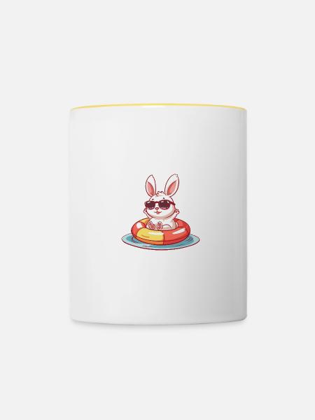 Hase Comic Cool - Tasse zweifarbig - Weiß/Gelb