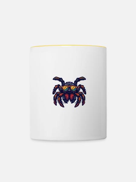 Spinne Tarantula Tier - Tasse zweifarbig - Weiß/Gelb