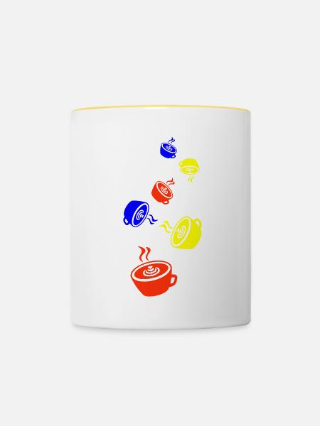 Kaffee Icon - Tasse zweifarbig - Weiß/Gelb