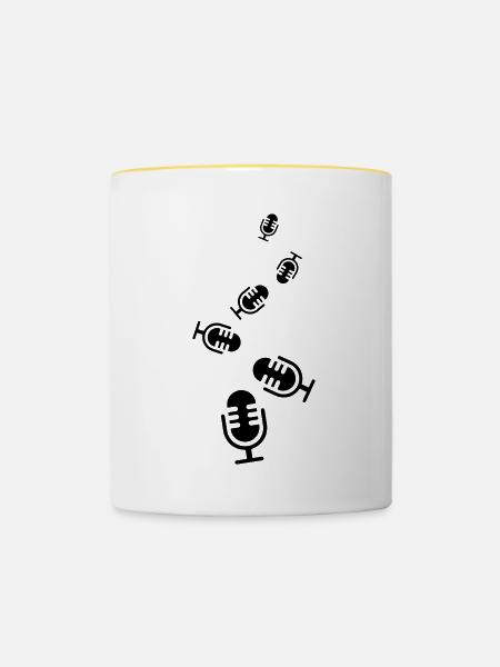 Mikrofon Symbol - Tasse zweifarbig - Weiß/Gelb