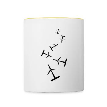 Wind turbine silhouette - Contrasting Mug - white/yellow - Front
