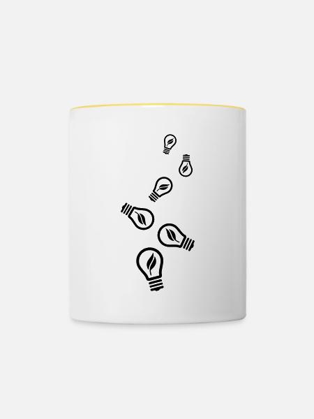 Glühbirne Symbol - Tasse zweifarbig - Weiß/Gelb
