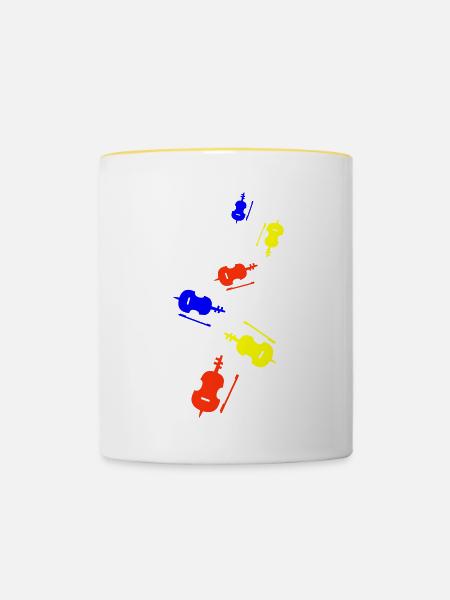 Violine instrument - Tasse zweifarbig - Weiß/Gelb