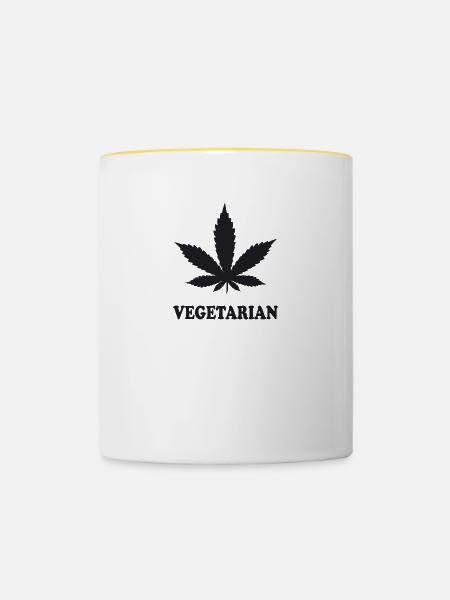 Weed Vegetarian - Tasse zweifarbig - Weiß/Gelb